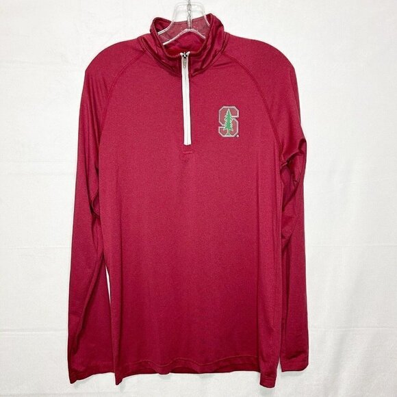 Champion Stanford Cardinal 1/4 Zip Jacket Muted Red Long Sleeve Sz S - Picture 1 of 9